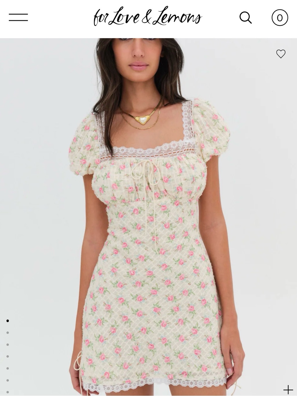 For Love & Lemons Cream Mini Dress With Pink Floral Print